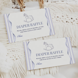 Vintage Blå Gunghäst Baby Shower Blöja Tilläggskort