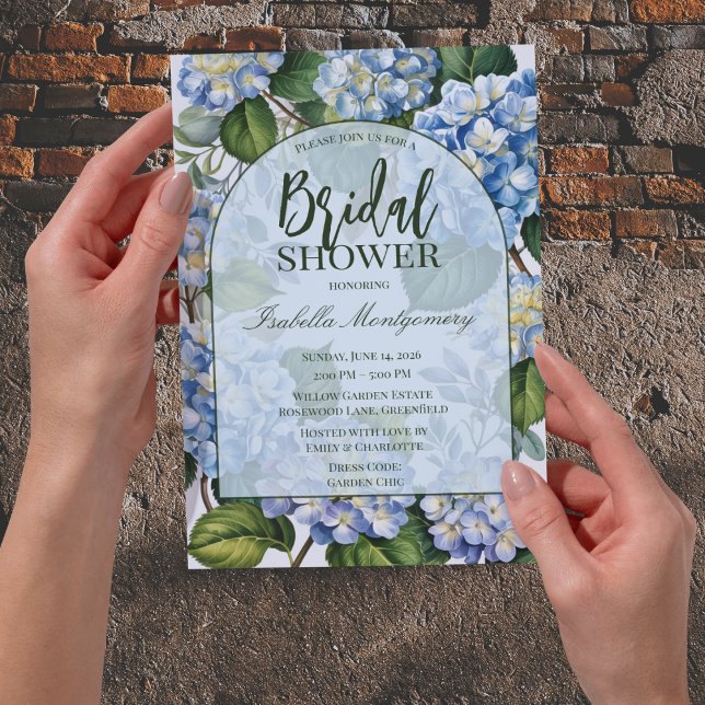 Vintage Blå Hortensia Bröllopsdusch Inbjudningar (Vintage Blue Hydrangea Bridal Shower Invitations
)