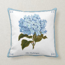 Vintage Blå Hydrangea Pillow