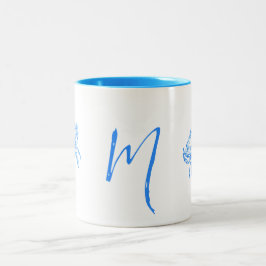 Vintage blå krabba - monogrammad Två-Tonad mugg