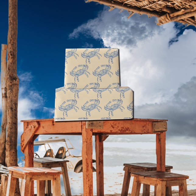 Vintage blå krabba nr 2 presentpapper (Skapare uppladdad)