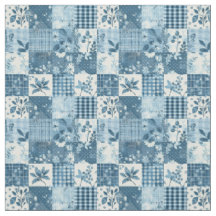 Vintage Blå Lappteknik Quilt Cottagecore Bondgård