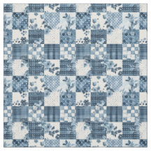 Vintage Blå Lappteknik Quilt Cottagecore Gårdshus