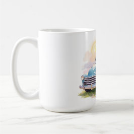 Vintage Blå Lastbil med Påskägg & Tulpaner Kaffemugg