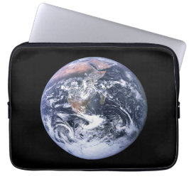 Vintage Blå Marmorerad Jordrymdsfoto Svart Laptop Sleeve