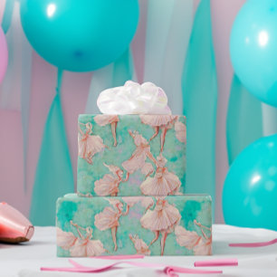 Vintage Blå och Rosa Pastell Färger Liten Dansare Presentpapper
