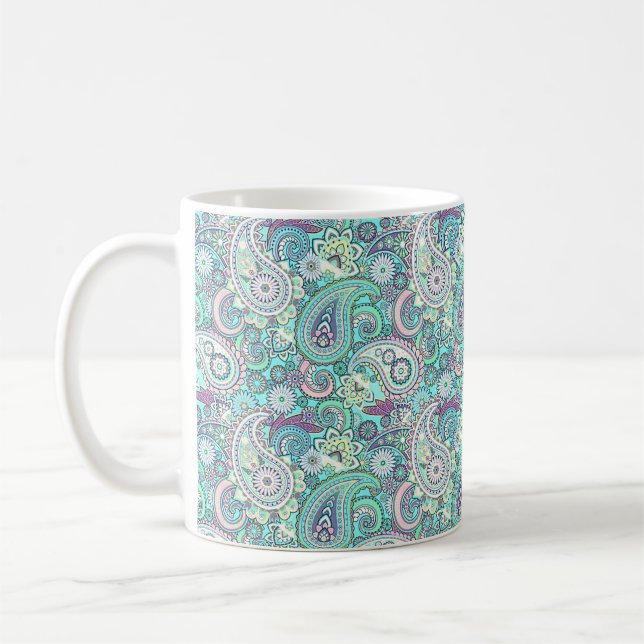 Vintage blå paisley kaffemugg (Vänster)