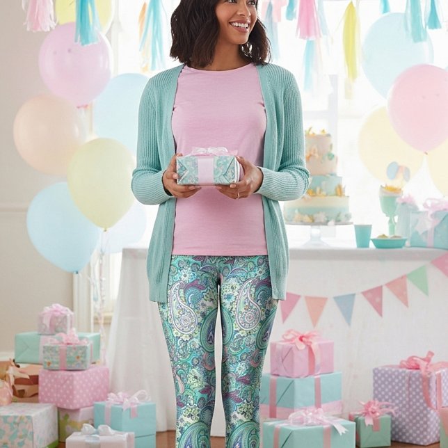 Vintage blå paisleymaskar leggings (Skapare uppladdad)