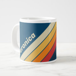 Vintage Blå Regnbågsrandig med namn Jumbo Mugg