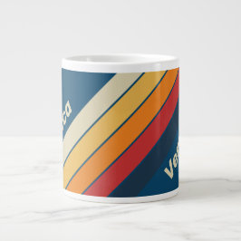 Vintage Blå Regnbågsrandig med namn Jumbo Mugg