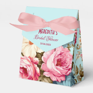 Vintage Blå Rosa Blommig Trädgård Presentaskar