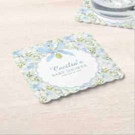 Vintage Blå Rosett Pojke Baby Shower Underlägg Papper