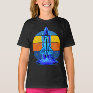 Vintage Blå Rymdfärja Rymdskepp T Shirt