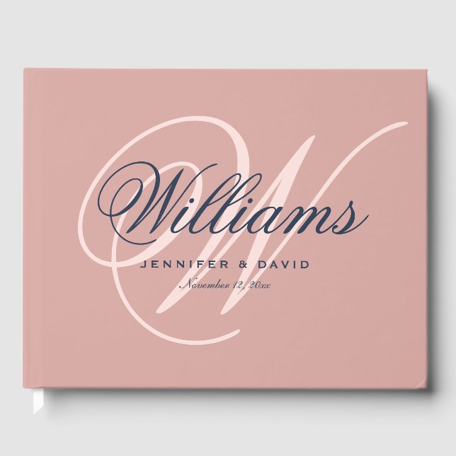 Vintage Blå  skript i Bröllop Gästböcker (Framsida)