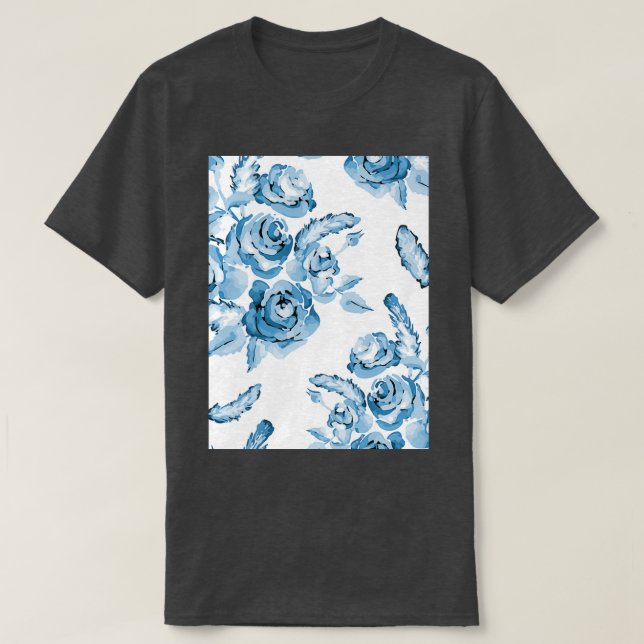 Vintage blå, sömlös mönster t shirt (Design framsida)