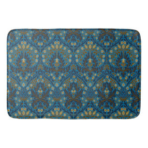 Vintage Blå Teal William Morris Höstblommor Badrumsmatta