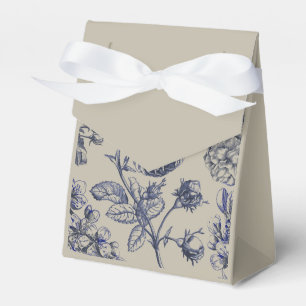 Vintage Blå Toile Botanisk Blommig Antik Mönster Presentaskar