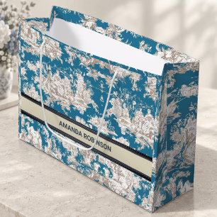 Vintage Blå Toile de Jouy Monogrampresent