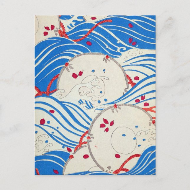 Vintage Blå Vågor Vykort (Framsida)