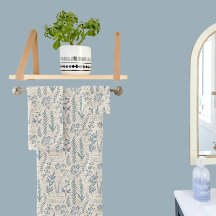 Vintage Blå Vildblomma Fransk Toile Mönster