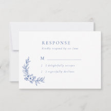 Vintage Blåa blommor & Löv Bröllop OSA Card