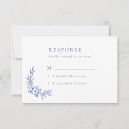 Vintage Blåa blommor & Löv Bröllop OSA Card