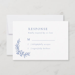 Vintage Blåa blommor & Löv Bröllop OSA Card Kort