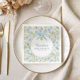 Vintage Blåa Rosett Pojke Baby Shower Pappersservett