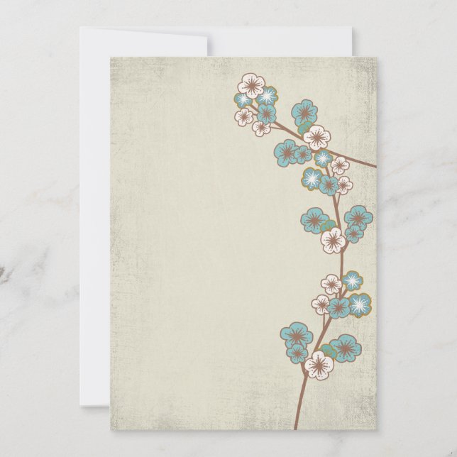 Vintage blåa sakurablommor Inbjudan (Framsida)