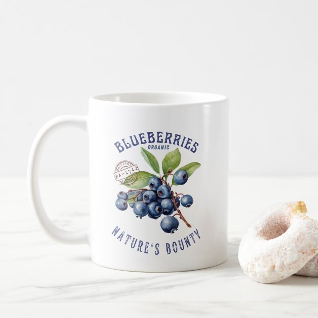 Vintage blåbär – Botanisk frukt Kaffemugg (Med munk)