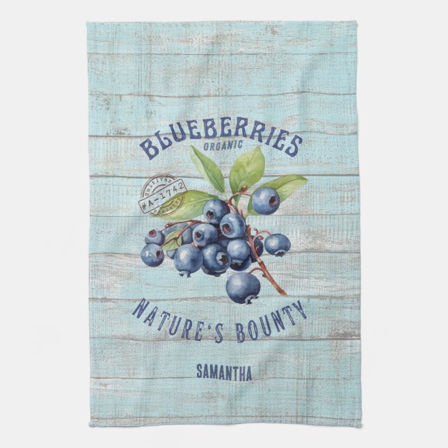 Vintage Blåbär – Botanisk Frukt  Kökshandduk (Vertikal)