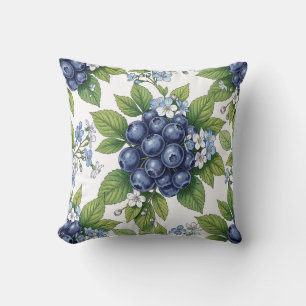 Vintage blåbärsblomma botaniskt mönster kudde