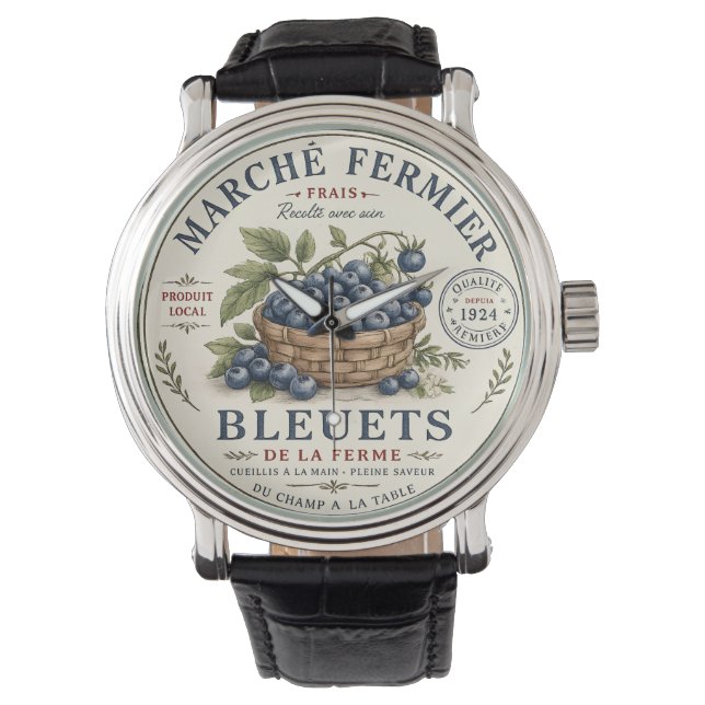 Vintage Blåbärsetikett Armbandsur (Framsida)