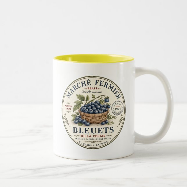 Vintage Blåbärsetikett Två-Tonad Mugg (Höger)