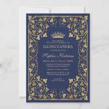 Vintage Blåblå Guld Ram Tiara Quinceanera