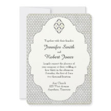 Vintage Black and Cream Diamond Wedding bjudande