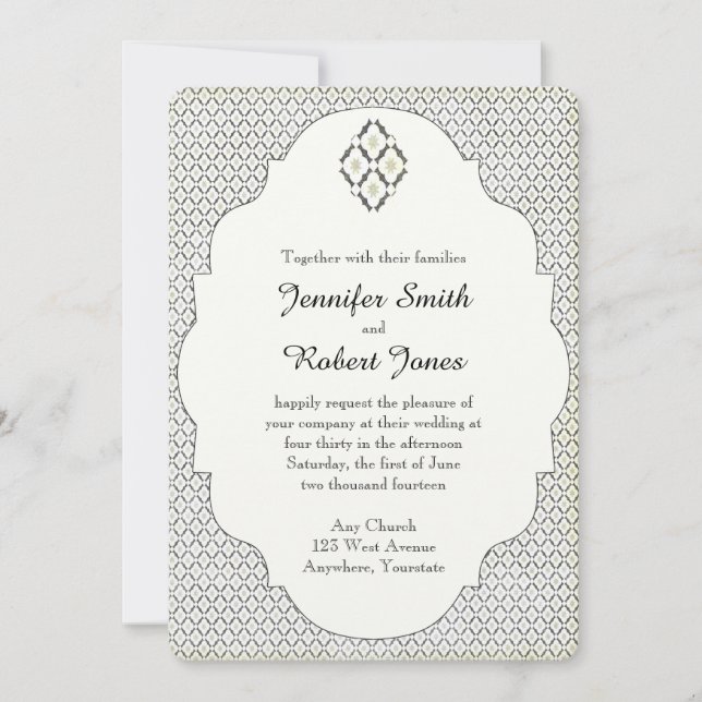 Vintage Black and Cream Diamond Wedding bjudande Inbjudningar (Framsida)