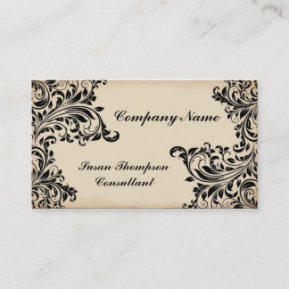 Vintage Black and Cream Graphic Illustration Visitkort