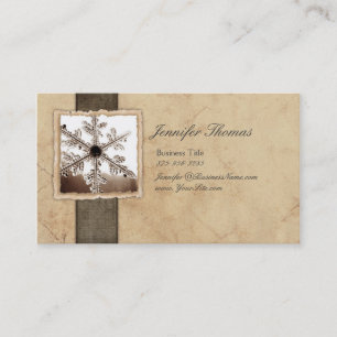 Vintage Black and Ivory Snowflake Visitkort