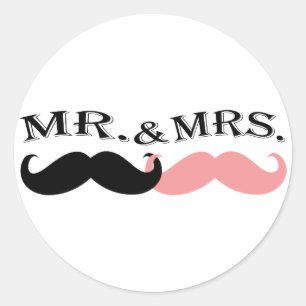 Vintage Black and Rosa Mustache Runt Klistermärke