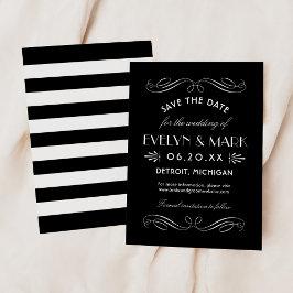 Vintage Black and White Art Deco Bröllop Spara Datumet