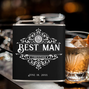 Vintage Black and White Best Man-kolv Fickplunta