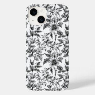 Vintage Black and White Blommönster Ferns