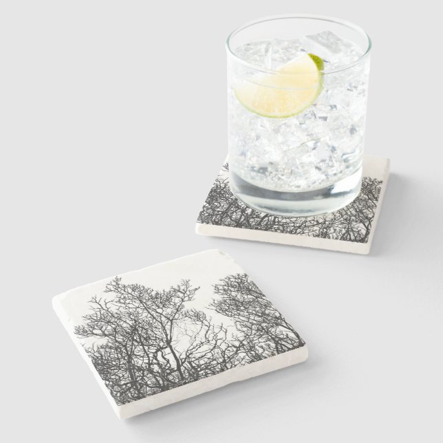 Vintage Black and White Detailed Tree Stenunderlägg (Sidan)