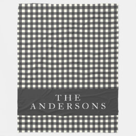 Vintage Black and White Gingham Play Personlig Fleecefilt