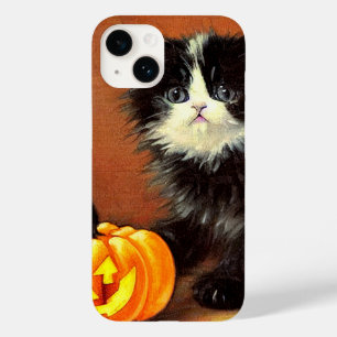 Vintage Black and White Halloween Kitten