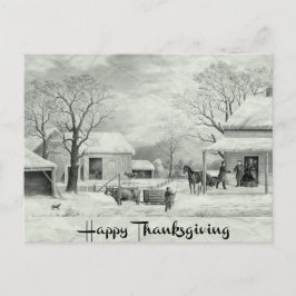 Vintage Black and White Happy thanksgiving Helg Vykort