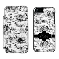 Vintage Black and White Land Toile