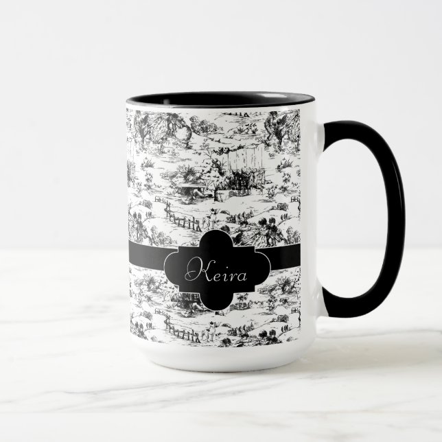 Vintage Black and White Land Toile Mugg (Höger)
