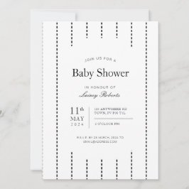 Vintage Black and White Lodrät Streck Shower Inbjudningar